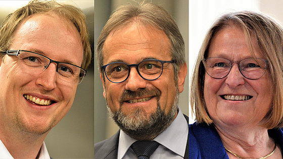 Die Bedeutung der Vollversammlung des ÖRK betonen: Daniel Schopf (Pastor, EmK-Erlöserkirche in Karlsruhe), Harald Rückert (für Deutschland zuständiger Bischof der EmK), Rosemarie Wenner (EmK-Bischöfin im Ruhestand).