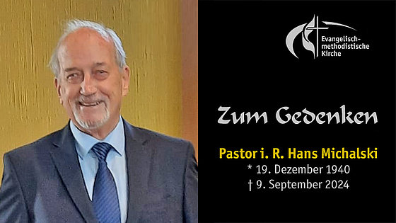 Das Bild enthält zwei Teile: links Hans Michalskis: schütteres Haar, Oberlippen- und Kinnbart, dunkler Anzug, hellblaues Hemd und dunkle Krawatte, lächelnder Blick; rechts die Lebensdaten: geboren am 19. Dezember 1940, gestorben am 9. September 2024. 
