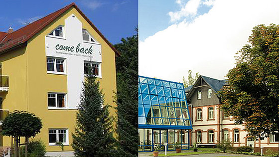 Zwei der drei Einrichtungen für Suchtkrankenhilfe in der Ostdeutschen Konferenz der Evangelisch-methodistischen Kirche: »Come back« im ostsächsischen Zittau (links) und die »Fachklinik Klosterwald« im ostthüringischen Bad Klosterlausnitz.