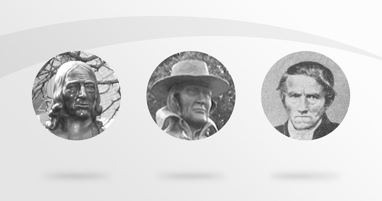 Von links John Wesley, Francis Asbury und Christoph Gottlob Müller (alle Bilder commons.wikimedia.de, CCAA 3.0)
