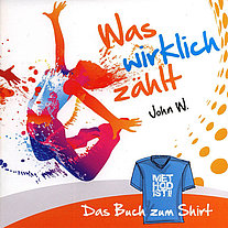 Cover des quadratischen Heftchen. Auf dem Titelbild ist eine Person farbig skizziert, wie sie in die Luft springt und dabei Arme und Beine leicht gebeugt hinter sich streckt.