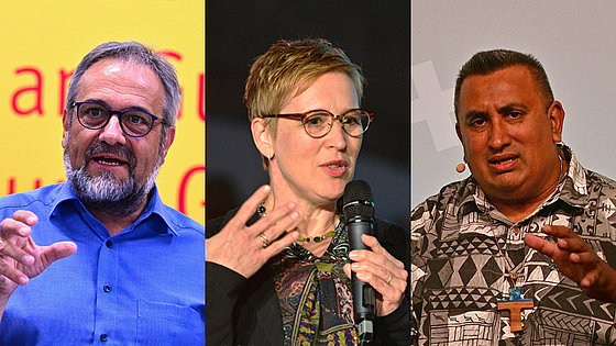 Kirchentag mit methodistischer Beteiligung (von links): Bischof Harald Rückert, Superintendentin Dorothea Lorenz, Pastor James Bhagwan
