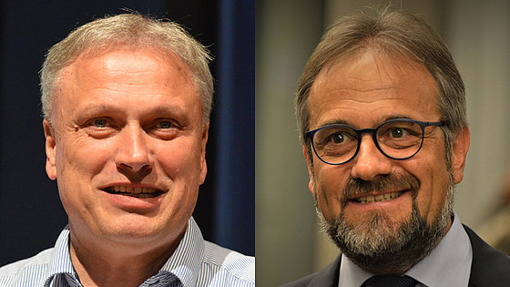 Pastor Andreas Kraft (links), Leiter des EmK-Gemeinschaftsbunds, und Harald Rückert, der für Deutschland zuständige Bischof der EmK, kommentieren die Neugründung der Global Methodist Church.