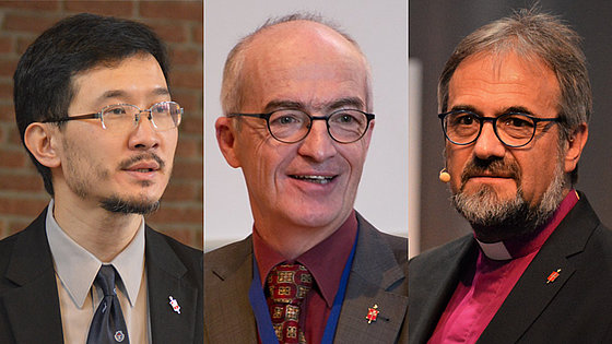 Die EmK-Bischöfe (von links) Eduard Khegay (Moskau), Dr. Patrick Streiff (Zürich) und Harald Rückert (Frankfurt am Main) melden sich anlässlich des Kriegs in der Ukraine zu Wort.