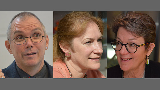 Das Ökumene-Team des EmK-Bischofsrats (v.l.n.r.): Dr. David N. Field (neuer Referent), Pastorin Dr. Jean Hawxhurst (Referentin), Bischöfin Sally Dyck (Leitung).