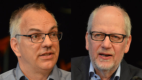 Die Professoren Christof Voigt (links) und Dr. Jörg Barthel wirkten an der Übersetzung der jetzt vollständig vorliegenden Bibelübersetzung der »BasisBibel« mit.