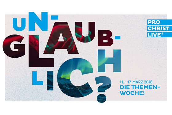 Veranstaltungsbanner für die »proChrist LIVE«-Evangelisation, die ab kommenden Sonntag in Leipzig stattfindet und von dort aus an 500 Orte übertragen wird.