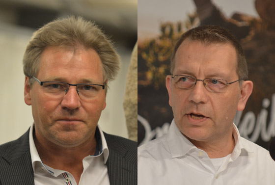 Die beiden EmK-Pastoren Lutz Althöfer (links) und Olaf Wischhöfer geben Einblick in ihr »Fußball-Herz«.