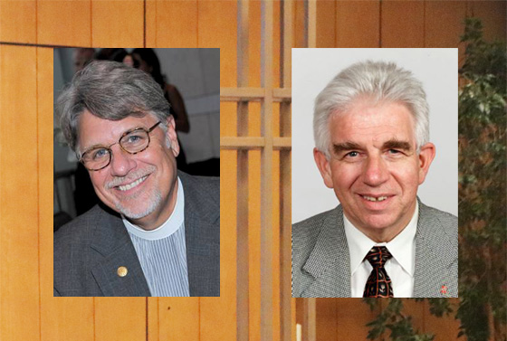 Der Pastor und Historiker Alfred Day (links) aus den USA und der frühere Bischof der EmK in Deutschland, Dr. Walter Klaiber, referierten über die vor 50 Jahren erfolgte Vereinigung der Evangelisch-methodistischen Kirche.