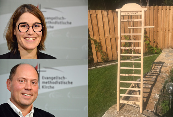 Denise Courbain und Stefan Weiland freuen sich über den Startschuss für die »Schöpfungs-Leiter«.
