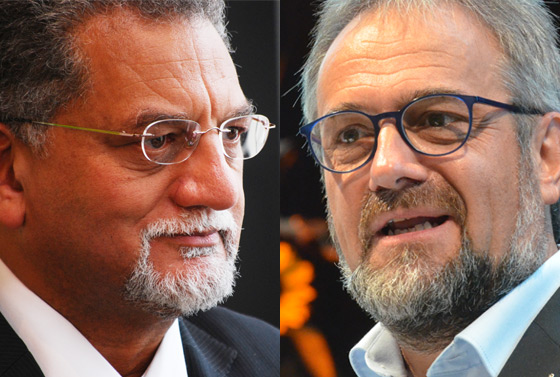 Der Generalsekretär des Weltrats methodistischer Kirchen, Bischof Ivan M. Abrahams (links im Bild) und Bischof Harald Rückert, einer der beiden Vorsitzenden des Europäischen Rats methodistischer Kirchen.