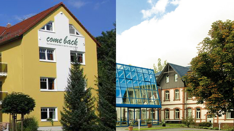 Zwei der drei Einrichtungen für Suchtkrankenhilfe in der Ostdeutschen Konferenz der Evangelisch-methodistischen Kirche: »Come back« im ostsächsischen Zittau (links) und die »Fachklinik Klosterwald« im ostthüringischen Bad Klosterlausnitz.
