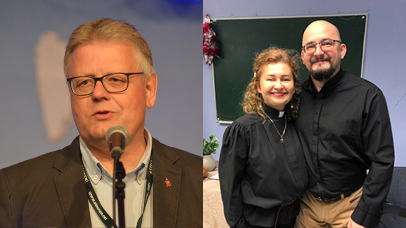 Bischof Christian Alsted (Kopenhagen) und Superintendent Oleg Starodubets (Kiew; im Bild mit seiner Ehefrau Julia, die ebenfalls EmK-Pastorin ist) bitten um Gebet für die Menschen in der Ukraine.