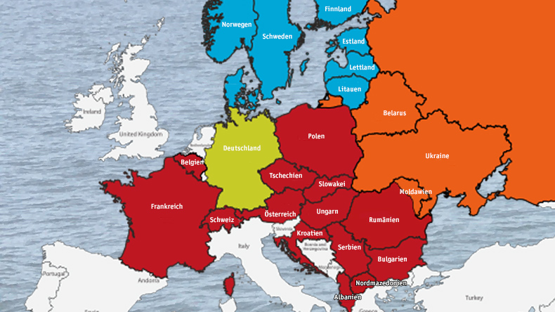 Aus Orange wird jetzt Blau: Die Methodisten der Ukraine und Moldawiens gehören vorübergehend zum blau eingefärbten Bischofsgebiet Nordeuropa. 