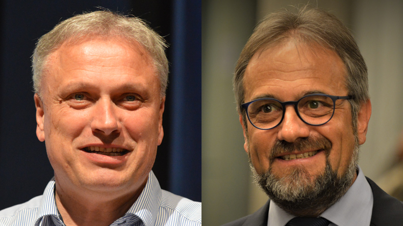 Pastor Andreas Kraft (links), Leiter des EmK-Gemeinschaftsbunds, und Harald Rückert, der für Deutschland zuständige Bischof der EmK, kommentieren die Neugründung der Global Methodist Church.