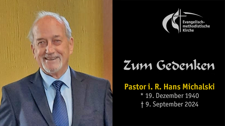Das Bild enthält zwei Teile: links Hans Michalskis: schütteres Haar, Oberlippen- und Kinnbart, dunkler Anzug, hellblaues Hemd und dunkle Krawatte, lächelnder Blick; rechts die Lebensdaten: geboren am 19. Dezember 1940, gestorben am 9. September 2024. 